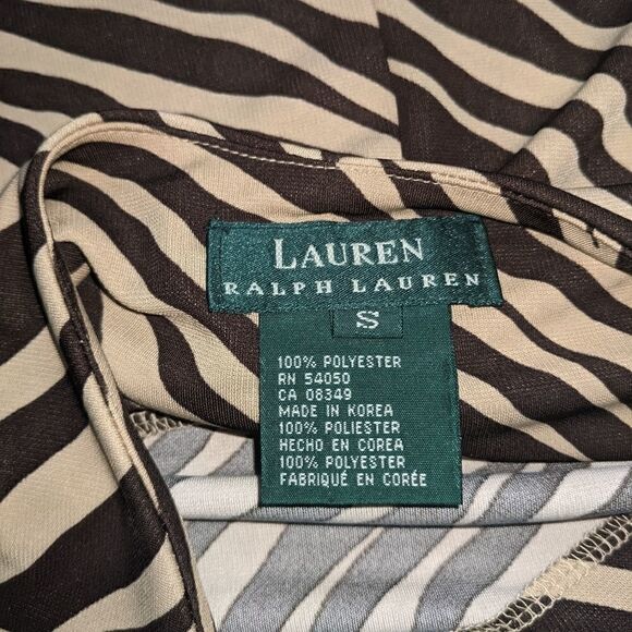 LAUREN RALPH LAUREN Women's Brown & Tan Zebra Print Halter Maxi Dress. Small. - Picture 3 of 6